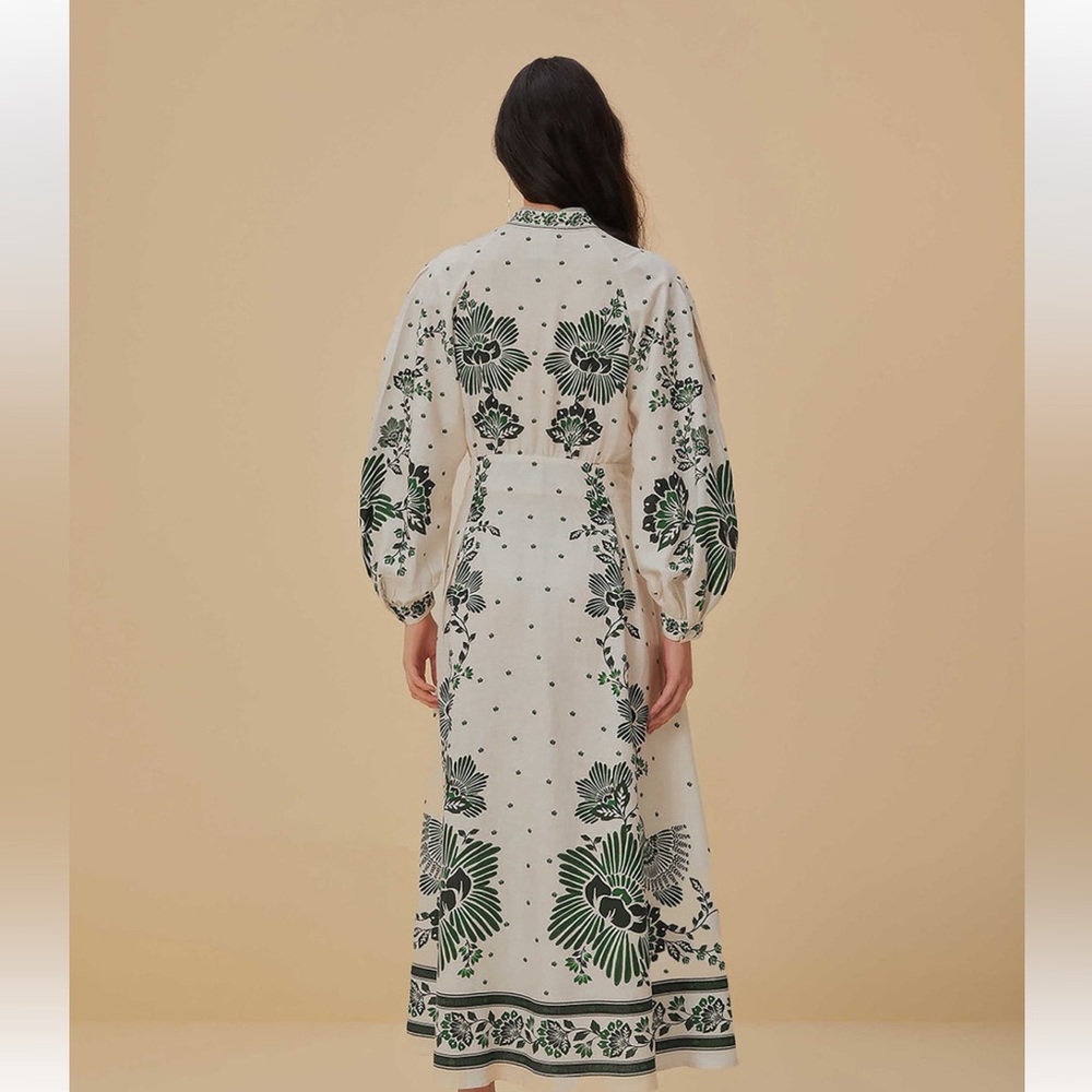 Farm Rio Forest Soul Elegant Green Floral Maxi Dress - Picture 3 of 6